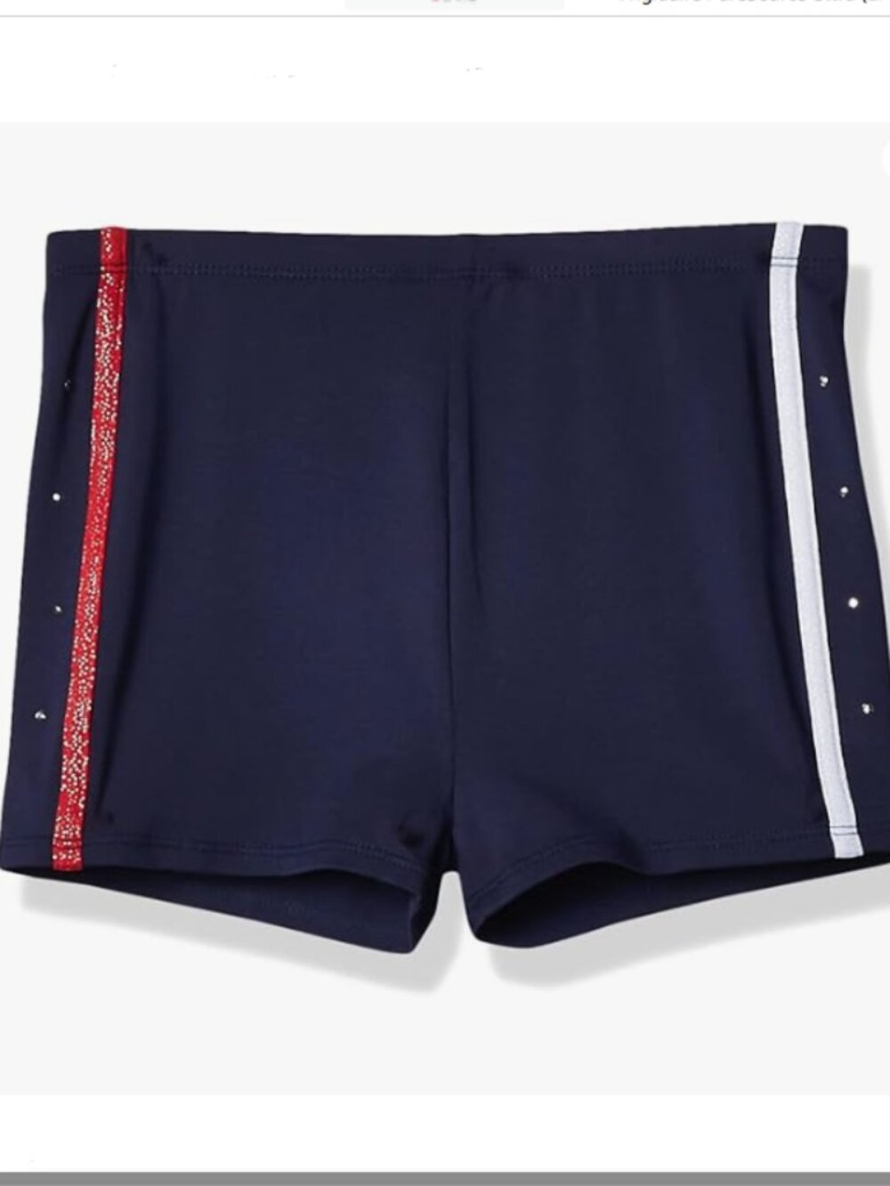 NEW Jacques Moret Girls' Dance/Gymnastics Funstars Navy, Red & White Short, XS